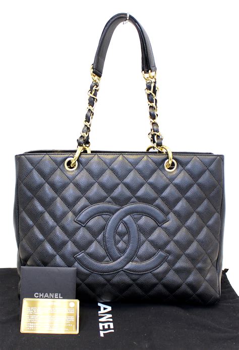 black caviar leather chanel luxe ligne tote|Chanel Caviar Grand Shopping Tote .